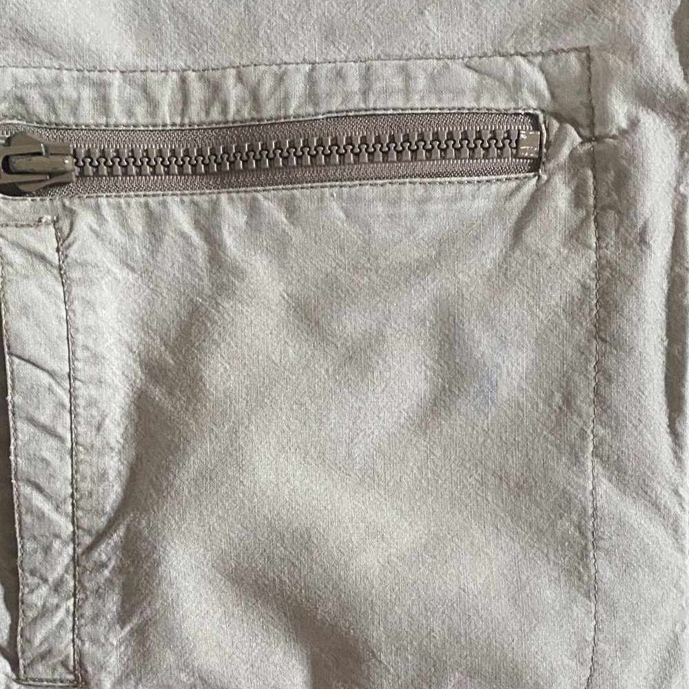 Vintage Banana Republic Safari Utility Vest Hidden Hood Khaki Cotton 80s S - Picture 4 of 12